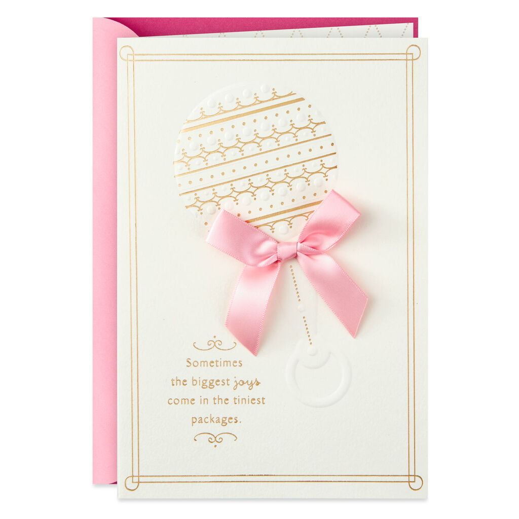 Shower of Wishes Pink Baby Rattle Baby Shower Card – Ann's Hallmark and  Creative