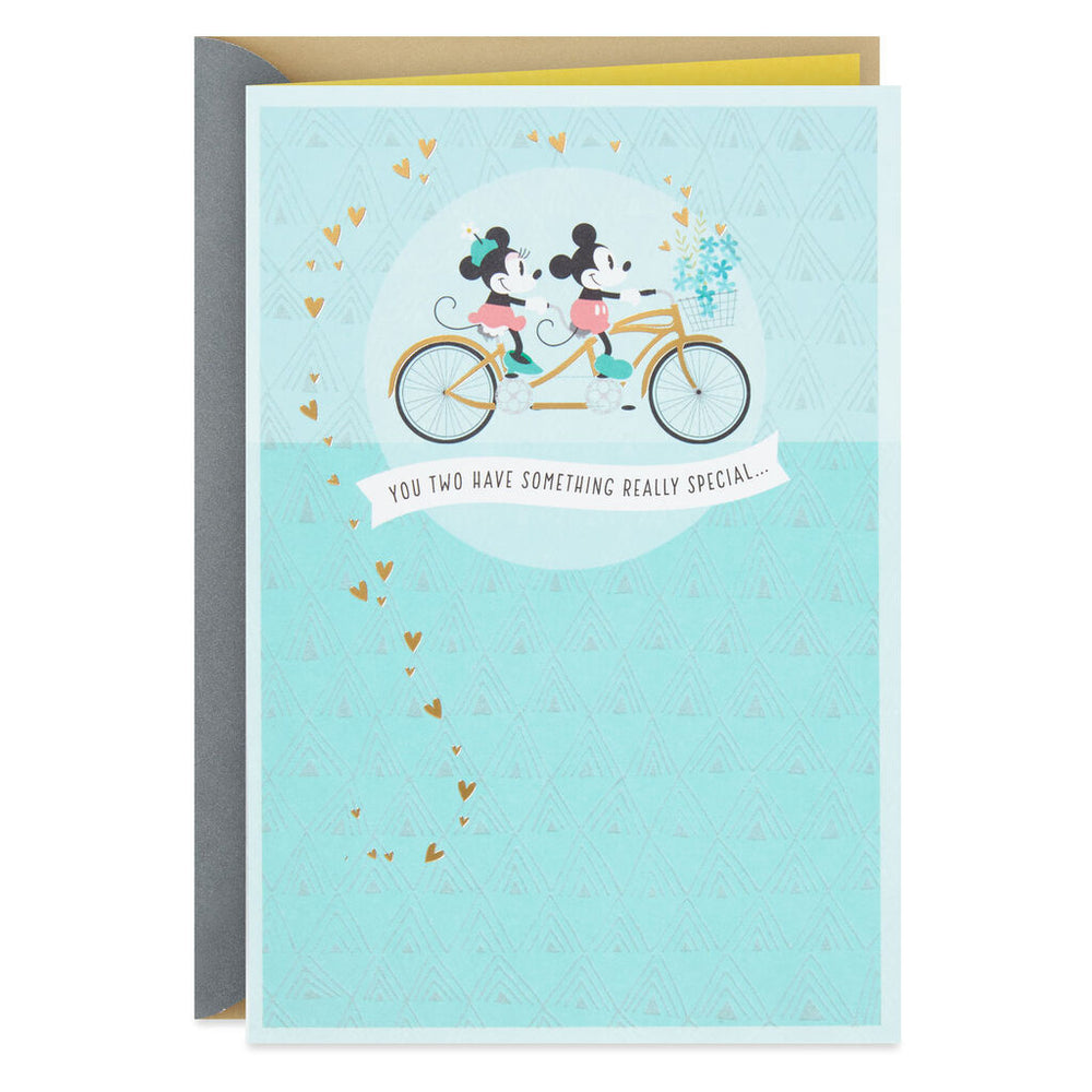 Disney Mickey and Minnie on Tandem Bicycle Anniversary Card