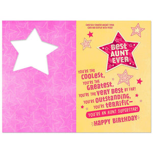 Aunt - Coolest, Greatest, Very Best Aunt Birthday Card With Magnet