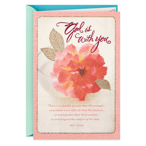 
            
                Load image into Gallery viewer, Pink Flower God Is With You Religious Get Well Card
            
        