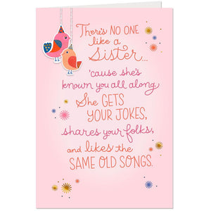Sister - No One Like a Sister Poem Birthday Card