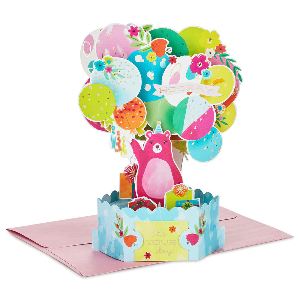 Bear With Balloons 3D Pop-Up Birthday Card