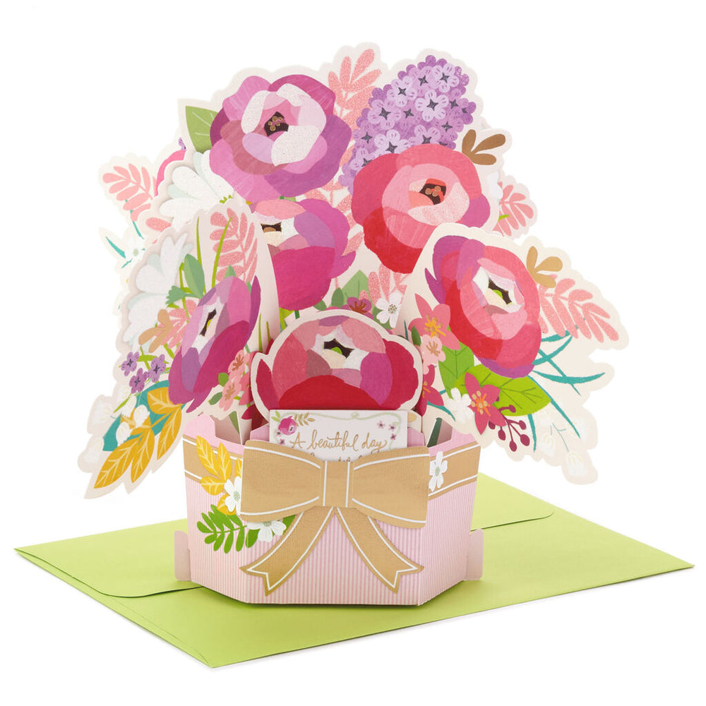 Beautiful Day Flower Bouquet 3D Pop-Up Birthday Card
