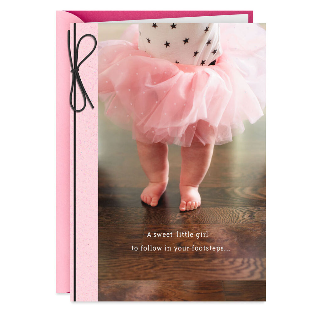 Following in Your Footsteps New Baby Girl Card
