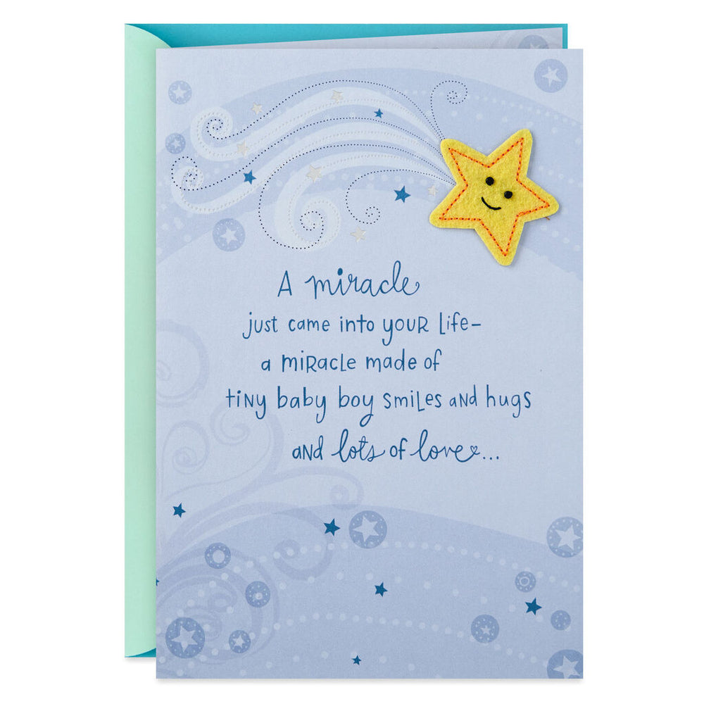 
            
                Load image into Gallery viewer, A Miracle Came Into Your Life New Baby Boy Card
            
        