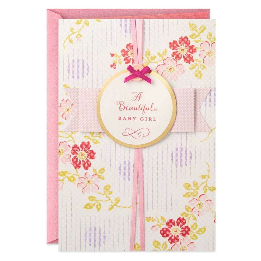 
            
                Load image into Gallery viewer, Pink Flowers New Baby Girl Card
            
        