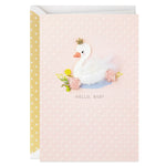 White Swan With Crown New Baby Congratulations Card