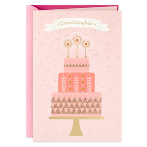 Granddaughter - Pink Tiered Cake Birthday Card