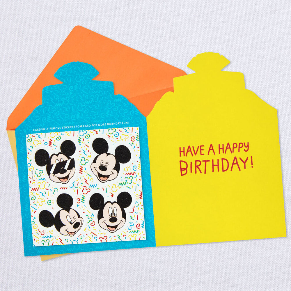 Mickey Mouse Wrapped Present Birthday Card With Stickers
