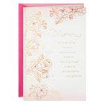 Mom - Sketched Flowers With Pink Marble Border Birthday Card