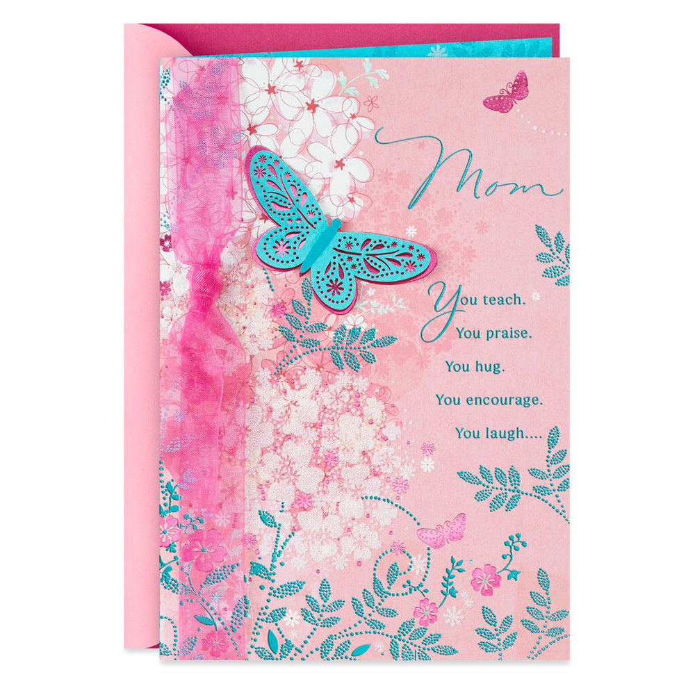 Mom - Thankful for You Butterfly Birthday Card