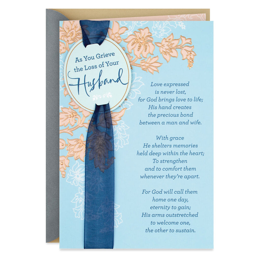 
            
                Load image into Gallery viewer, Bless the Memories Religious Sympathy Card for Loss of Husband
            
        