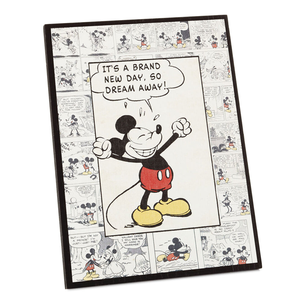 
            
                Load image into Gallery viewer, Disney Mickey Mouse New Day Comic Strip Wood Quote Sign, 8.8x11.8
            
        