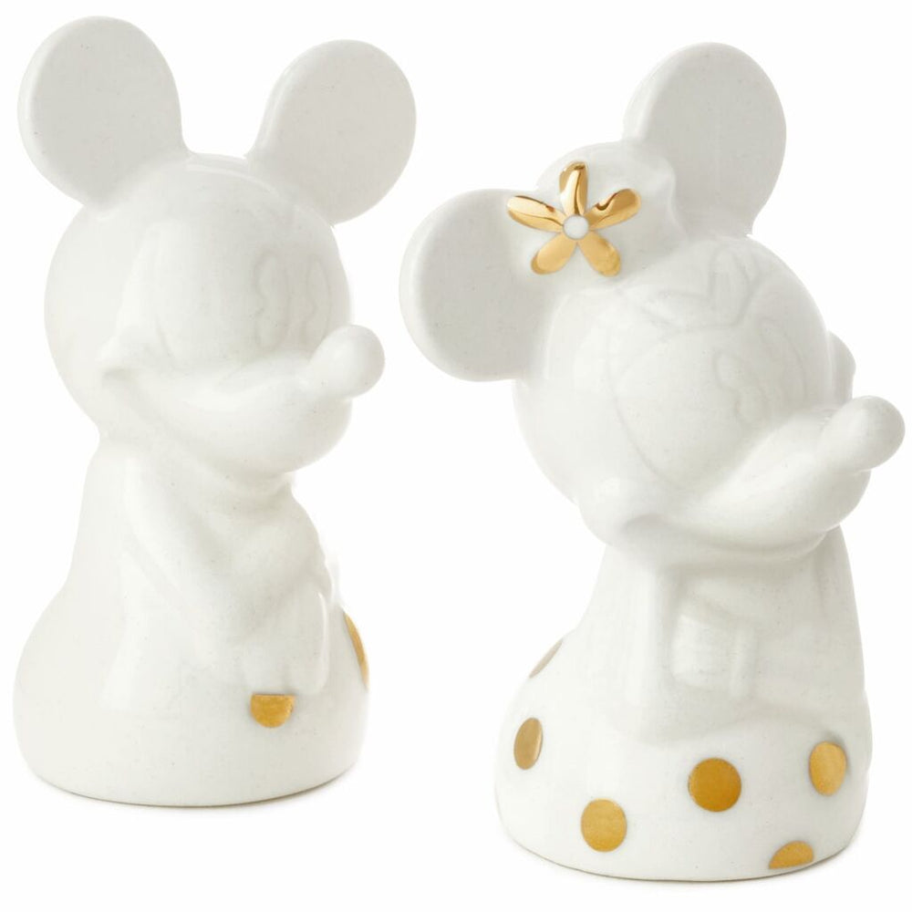 Disney Mickey and Minnie White and Gold Salt and Pepper Shakers, Set of 2