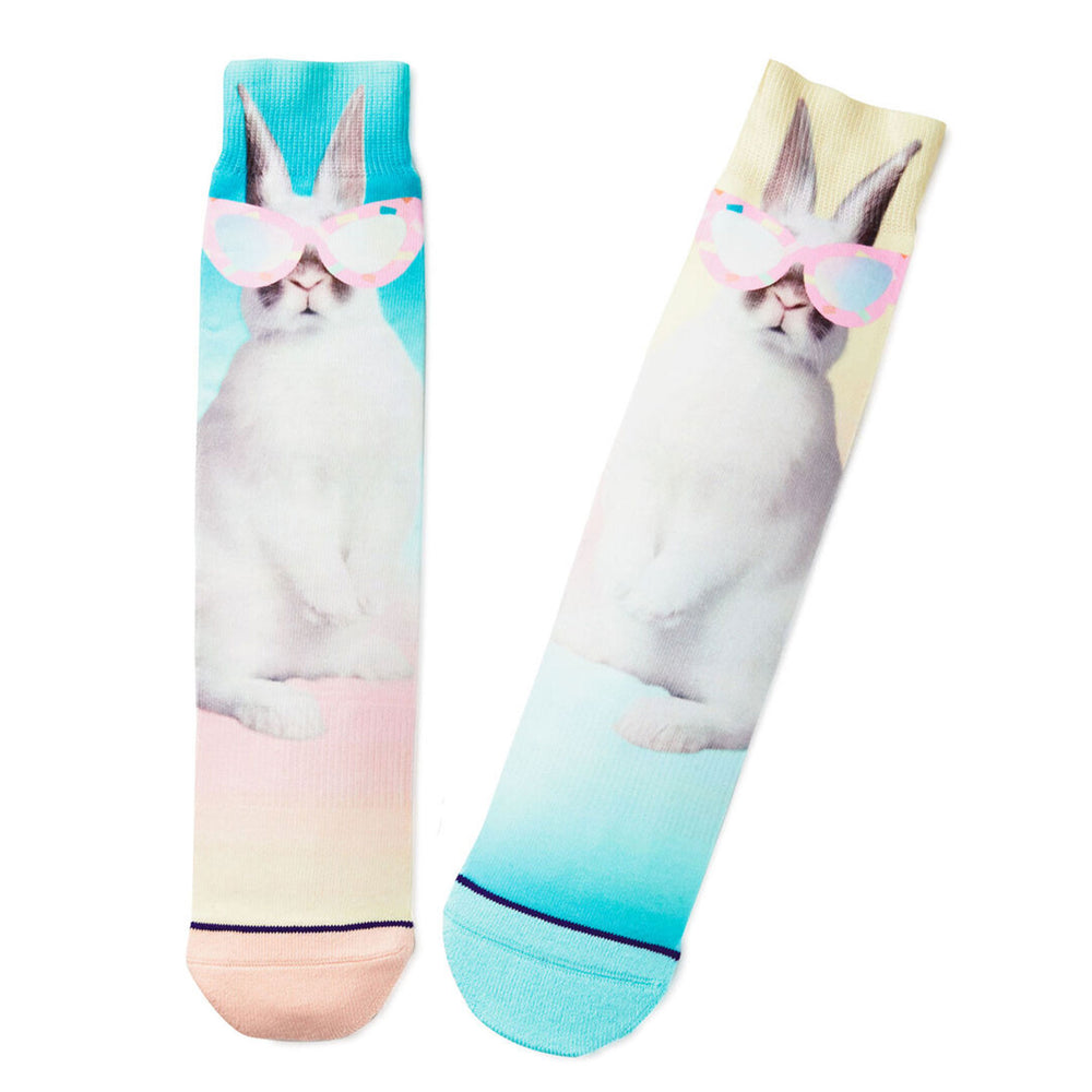 
            
                Load image into Gallery viewer, Bunny in Sunglasses Toe of a Kind Novelty Easter Socks
            
        
