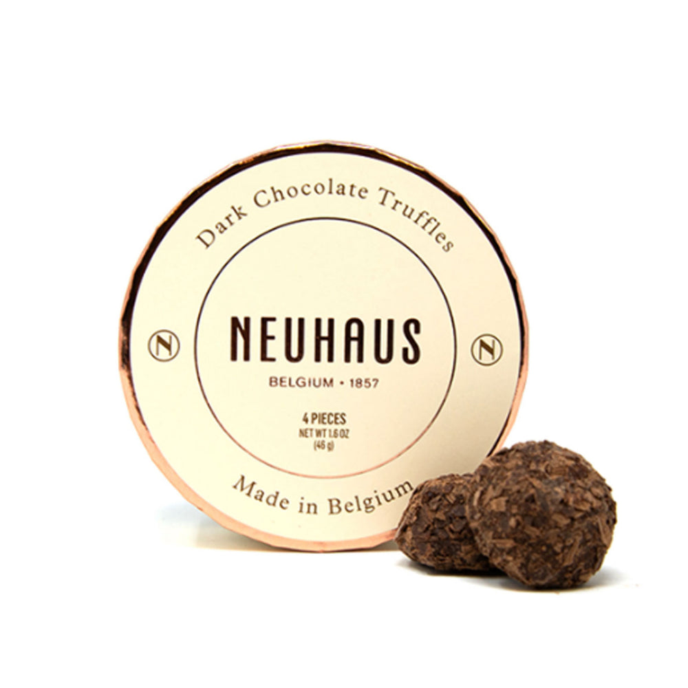 Neuhaus Belgian Dark Chocolate Truffles in Round Box, 4 pieces
